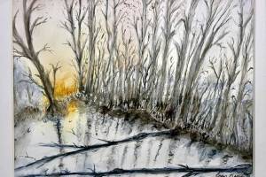 "Walking with the King" is a watercolor by Joan Astin, the Port Ludlow Art League's Artist of the Month for April