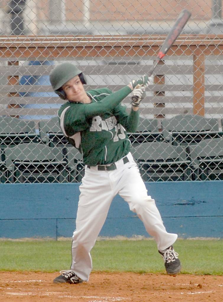 Port Angeles Hunter Robinson bats in the second inning against Mt. Tahoma on Friday in Port Angeles. (Keith Thorpe/Peninsula Daily News)