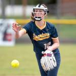 Forks Chloe Gaydeski-St. John delivers a pitch against Pe Ell/Willapa Valley on Friday in Pe Ell. The Spartans three-game win streak was snapped in a doubleheader sweep by Pe Ell/Willapa Valley, the top team in the Pacific 2B League. (Eric Trent/The Chronicle)