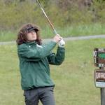 Keith Thorpe/Peninsula Daily News
Edun Bailey of Port Angeles tees off on the first hole against Sequim on Friday at Peninsula Golf Club in Port Angeles.