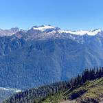Mount Olympus in Olympic National Park, as seen from the High Divide trail in August 2020, could lose its glaciers by 2070 because of global warming. (Peninsula Daily News)