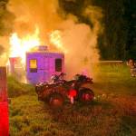 East Jefferson Fire Rescue firefighters battle a trailer fire in Chiamcum.
