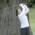 Keith Thorpe/Peninsula Daily News
Port Angeles' Piper Williams tees off on the first hole on Thursday at Peninsula Golf Club in Port Angeles.