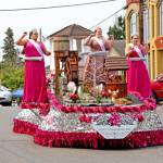Port Townsend Rhododendron Festival Royality are, from left, Princess Brigitte Palmer, Queen Jenessah Seebergoss and Princess Hailey Hirschel. Seebergoss will not be able to attend this year. (photo by Lisa Jensen)