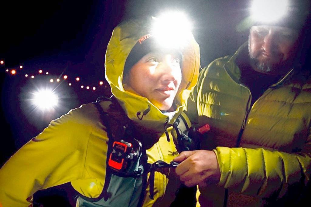 Ultramarathoner Riley Nachtrieb of Seattle arrives at First Beach in La Push, the end point of her non-stop run along the entire length of the Olympic Discovery Trail.
Courtesy of Riley Nachtrieb