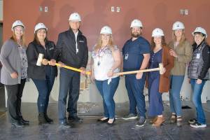 Pictured, from left to right, are Tammy Reid, Kelly Duncan, Dr. Michael Maxwell, Christina Sivesind, Josh Dalrymple, Kristine Johnson, Dr. Jessica Colwell and Tabby Pearce.