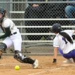 Keith Thorpe/Peninsula Daily News
Port Angeles catcher Zoe Smithson, left, was named the Olympic League MVP for the second year in a row. At right is Sequim's Taylee Rome, whol made the all-league second team.