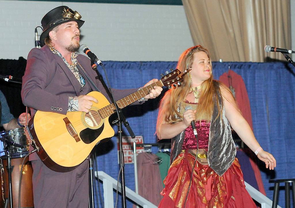 Jefferson County-based The Shift, fronted by the husband-and-wife team of Kalan Wolfe, a former American Idol contestant, left, and Keely Crow-Ka, take the Main Stage on Saturday at the Juan de Fuca Festival of the Arts. (Keith Thorpe/Peninsula Daily News)