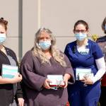 Lab assistants Nettie Benson, left, Sandra Watne, Jamie Burrow and Karla Dills were recently honored at Olympic Medical Center.