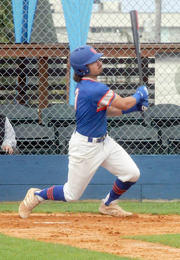 Lefties batter Gabriel DeJesus swings in the second inning against Kamloops on Saturday at Port Angeles Civic Field. (Keith Thorpe/Peninsula Daily News)