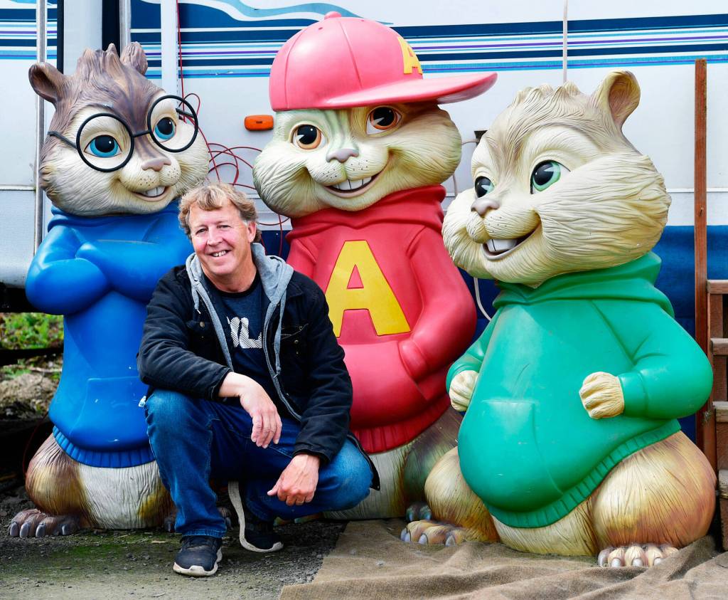 Richard Moon found these chipmunks on a trip to California. They will adorn a mini-golf course. (Paul Dunn/Peninsula Daily News)
