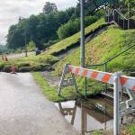 A mudslide has closed the Olympic Discovery Trail and the staircase to the 9/11 Memorial Waterfront park.