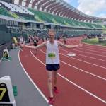 Photo courtesy of Joe Gladfelter Jack Gladfelter of Port Angeles celebrates finishing third in the 2-mile run at the Nike Nationals held at Autzen Stadium in Eugene, Ore.
