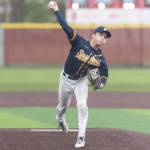 Forks pitcher Logan Olson releases a pitch against Adna in the District 4 quarterfinals at Shelton High School May 7.
