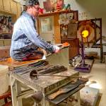 Brian Iverson works on a blown glass creation. (Port Townsend Gallery)