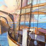 Michael Hale depicts The Adventuress, With Ice Cream Clouds in this painting. His work is on view at Gallery 9 in Port Townsend.