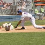 Lefties third baseman BY Choi, tags out Yakima Valley baserunner Spencer Shipman who wandered too far off third. Choi took the snap throw from catcher Danny Briones. (Dave Logan/for Peninsula Daily News)