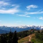 The trail from Hurricane Ridge to Klahhane Ridge on a blistering hot day Thursday. (Pierre LaBossiere/Peninsula Daily News)