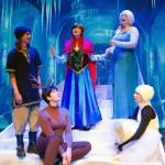 Ghostlight Productions offers Frozen Jr., beginning Friday at the Sequim High School auditorium. Rehearsing a scene last week are, from left, Sean McDaniel as Kristoff, Molly Beeman as Sven, Lili Mitchell as Anna, Olivia Wray as Elsa, and Josie Cooley as Olaf. (Bob Spink/Ghostlight Productions)