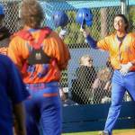 Keith Thorpe/Peninsula Daily News
Lefties designated hitter Riley Parker tips his helmet at his teammates after rounding the bases with a solo homer in the first inning on Thursday night at Port Angeles Civic Field.