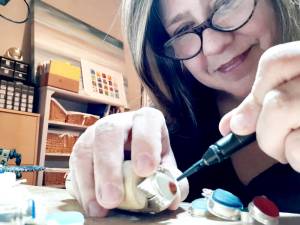 Mary Beth Beuke works at the West Coast Sea Glass Studio.