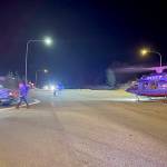 The Clallam County Sheriff's Office provided this photograph of the scene on U.S. Highway 101 after a wreck on Blue Mountain Road east of Port Angeles.