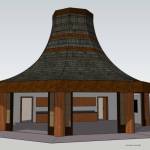 The new classroom structure at Railroad Bridge Park will include a shingled round roof that resembles a traditional potlatch hat. (Graphic courtesy of Dungeness River Nature Center)