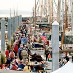 Crowds jam the north dock at the 45th Wooden Boat Festival at Point Hudson in Port Townsend on Saturday. (Steve Mullensky/for Peninsula Daily News)