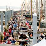 Crowds jam the north dock at the 45th Wooden Boat Festival at Point Hudson in Port Townsend on Saturday. (Steve Mullensky/for Peninsula Daily News)