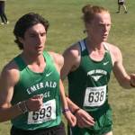 Port Angeles Jack Gladfelter, right, runs alongside Emerald Ridges Conner Wirth at the John Payne/Curtis Cross-Country Invitational this weekend in Tacoma. Gladfelter finished second and a set a Port Angeles High School record. (Courtesy photo)