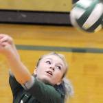 KEITH THORPE/PENINSULA DAILY NEWS
Port Angeles Alexis Perry keeps the ball in play against Kingston on Thursday night in Port Angeles.