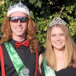 Port Angeles High School senior homecoming King and Queen Jack Gladfelter and Lily Halberg prepare to ride in their schools homecoming parade after being crowned on Friday. The pair presided over the Port Angeles Roughriders 28-9 loss to the Bremerton Knights during Fridays football game at Port Angeles Civic Field. (Keith Thorpe/Peninsula Daily News)