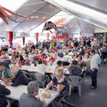 Crowds pack the main dining tent on Saturday at the Dungeness Crab and Seafood festival near the Port Angeles waterfront. (There was plenty of crab to go around, said Scott Nagel, executive director of the festival. It was crowded and wonderful, he said. (Keith Thorpe/Peninsula Daily News)