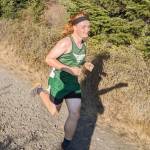 Cooper Berry of Port Angeles runs during an Olympic League Cross Country meet Wednesday at Dungeness Recreation Area near Sequim.
