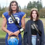 The Crescent High School king and queen of Homecoming 2022 are Conner Ferro-May and Bay Peppard. They were crowned at halftime the Loggers home football game against Quilcene on Saturday at Crescent School. (Dave Logan/for Peninsula Daily News)