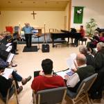 Led by conductor Jerome Wright and accompanied by Mark Johnson, the Peninsula Singers last week rehearse for upcoming fall concert dates at Dungeness Valley Lutheran Church. (Michael Dashiell/Olympic Peninsula News Group)
