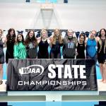 Courtesy photo
The Port Angeles girls swim team finished fifth at the state swim and dive championships, the team's highest finish since 2017. From left are assistant coach Lisa Walls, Mackenzie DuBois, Rachel Cooper, Lucia Garcia-Pulido, Lynzee Reid, Brooke St. Luise, Harper McGuire, Grace Possinger, Yau Fu, Lizzy Shaw, Danika Asgeirsson, Sara Wilson and coach Sally Cole.