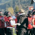 Lonnie Archibald/for Peninsula Daily News
Neah Bay head coach Kane Bachelor instructs his players during the Red Devils' 66-14 state quarterfinal win over Wellpinit. 
Neah Bay faces Liberty Bell for the 1B state championship at noon Saturday at Mount Tahoma High School.