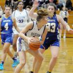 Matthew Nash/Olympic Peninsula News Group
Sequim junior Jolene Vaara keeps her eyes on the basket while defended by Bremerton. Vaara is an Olympic League MVP candidate this season.