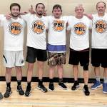 7 Cedars Casino rolled past Black Diamond Electric 85-47 to win the Peninsula Basketball League on Wednesday night at Peninsula College. Team members are from left, Gabe Long, Kyle Benedict, Daniel Horton, Easton Joslin, Sten Christiansen, Jim Halberg and Kasey Ulin.