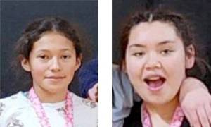 Larayne Blair, left, and Kansas Jackson, Forks girls wrestling.