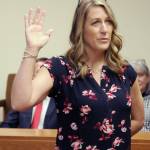Shoona Riggs is sworn in on Wednesday after her reelection as Clallam County Auditor. (Keith Thorpe/Peninsula Daily News)