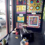 Among the pieces shown are, from left on the wall, quilts by Terri Wolf and Jeri Auty, both from Port Ludlow, and below, sculptures by Pat Herkal, with (foreground) ply-split vessels by Cathie Wier and 3-D constructions by Deb Olson, both from Port Townsend.