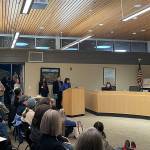Matthew Nash/Olympic Peninsula News Group
About 100 people gathered in support of Sequim School District's proposed CTE building at Sequim City Council's last meeting. More than 20 people spoke in favor of the project in a public hearing.