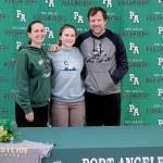 Port Angeles' Lily Halberg signed a letter of intent last week to play volleyball at Eastern Oregon University in La Grande, Ore., last week. With her at her signing is her mother, Christine Grunch-Halberg and father Greg Halberg. (Courtesy photo)