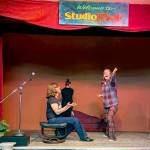 IWANT (Improv Without A Net Troupe) members, from left, Cat White, Kailey Droz and Lara Starcevich rehearse an improv game called Sit, Stand or Wall.