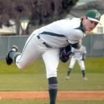 Port Angeles pitcher Elijah Flodstrom throws in the first inning against Bremerton on Tuesday at Port Angeles Civic Field. Flodstrom started the game and was part of a staff no-hitter in a 10-0 win. (Keith Thorpe/Peninsula Daily News)