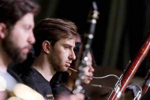 Ian Schneiderman plays the bassoon in 2022.