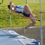 Crescents Alexis Dunavant clears the bar at 4 feet, 2 inches during Wednesdays three-way meet in Joyce. (Keith Thorpe/Peninsula Daily News)