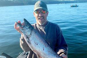 Manchester's Harold Hordyk caught this blackmouth chinook while fishing off Sekiu. State fisheries managers said Marine Area 5 will close to salmon retention beginning Monday.